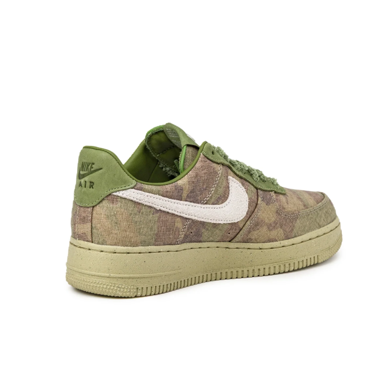 Nike Air Force 1 Low Sneakers - Muted Camo & Olive with Textured Laces