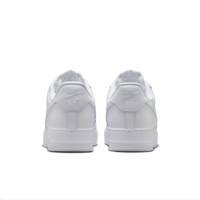 Nike Air Force 1 Low Sneakers - All White with Cutout Details