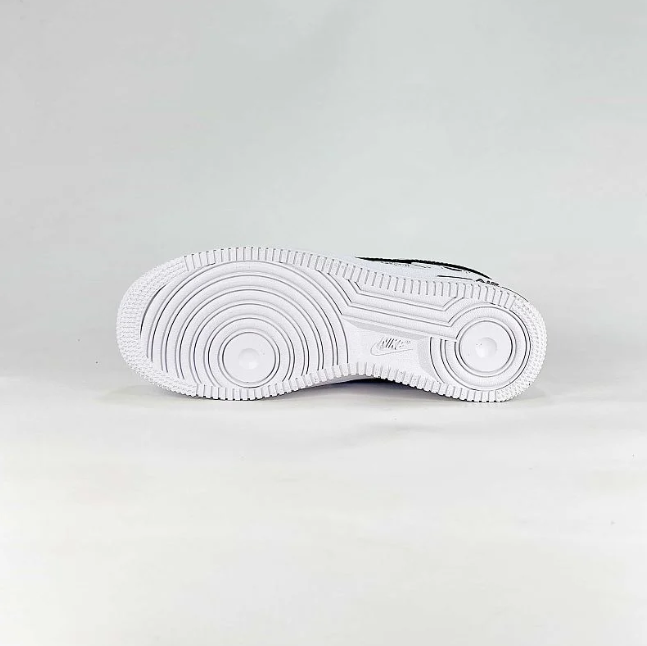 Nike Air Force 1 Low Sneakers - White & Black with Graphic Details